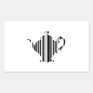 Sticker Rectangulaire TEA POT BAR CODE Teapot Code-barre Motif Design