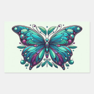 Sticker Rectangulaire Teal & Purple Butterfly 4