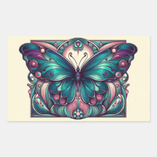 Sticker Rectangulaire Teal & Purple Butterfly 5