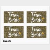 Sticker Rectangulaire Team Bride Gold Heart Parties scintillant (Feuille)