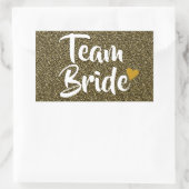 Sticker Rectangulaire Team Bride Gold Heart Parties scintillant (Sac)