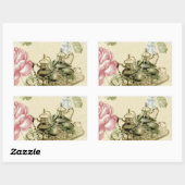 Sticker Rectangulaire Teapot Tea Party Paris Floral (Feuille)