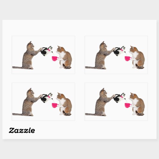 Sticker Rectangulaire Teatime pour chats (Feuille)