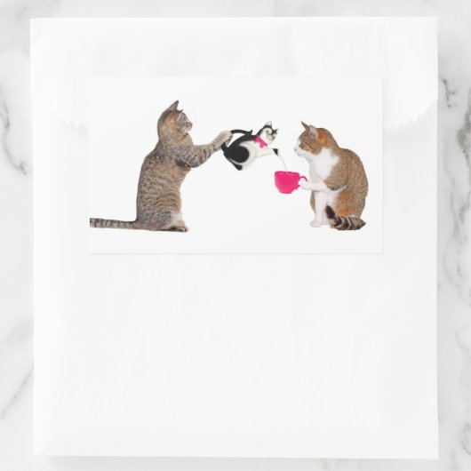 Sticker Rectangulaire Teatime pour chats (Sac)