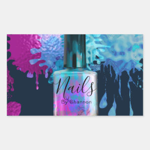 Sticker Rectangulaire Technicien à ongles Conception colorée des plaquet