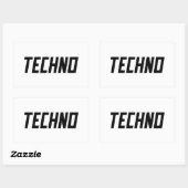 Sticker Rectangulaire TECHNO Music (Feuille)