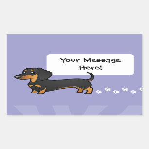 Sticker Rectangulaire Teckel de bande dessinée (manteau lisse)