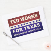 Sticker Rectangulaire Ted travaille pour le Texas rouge blanc et bleu de (Enveloppe)