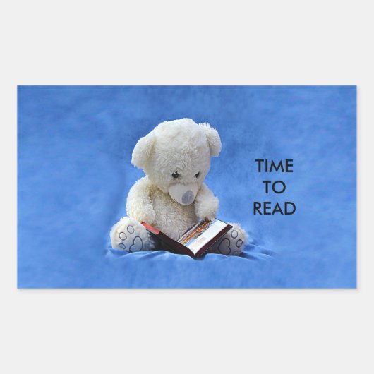Sticker Rectangulaire Teddy Bear Time to Read Rectangle Sticker, ZKA (Devant)