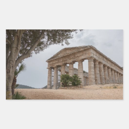 Sticker Rectangulaire Temple grec à Segesta, Sicile (Devant)