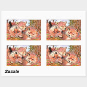 Sticker Rectangulaire Temps de lecture des renards (Feuille)