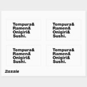Sticker Rectangulaire Tempura & Ramen & Onigiri & Sushi. (Feuille)