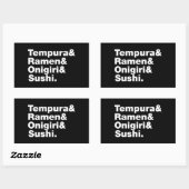 Sticker Rectangulaire Tempura & Ramen & Onigiri & Sushi. (Feuille)