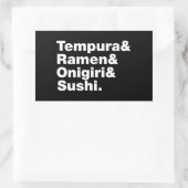 Sticker Rectangulaire Tempura & Ramen & Onigiri & Sushi. (Sac)