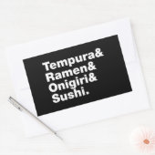 Sticker Rectangulaire Tempura & Ramen & Onigiri & Sushi. (Enveloppe)