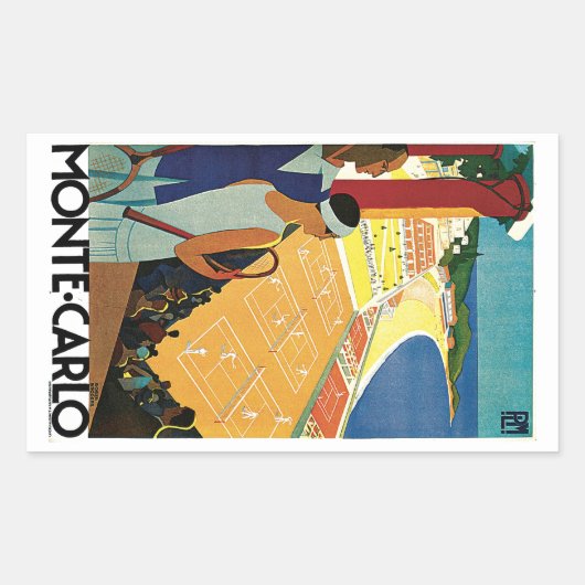 Sticker Rectangulaire Tennis à Monte Carlo (Devant)