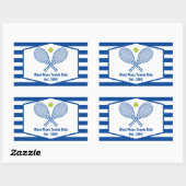 Sticker Rectangulaire Tennis sur mesure Country Club Bleu rayé (Feuille)