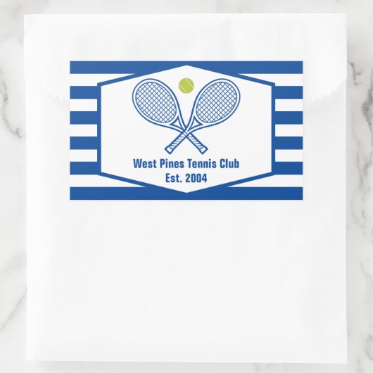 Sticker Rectangulaire Tennis sur mesure Country Club Bleu rayé (Sac)