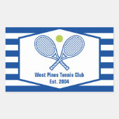 Sticker Rectangulaire Tennis sur mesure Country Club Bleu rayé (Devant)
