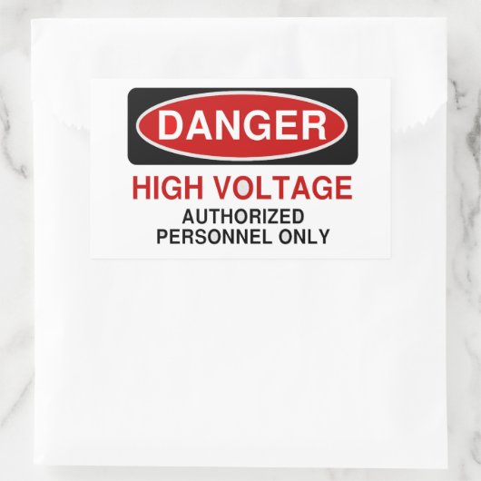 Sticker Rectangulaire Tension élevée dangereuse (Sac)