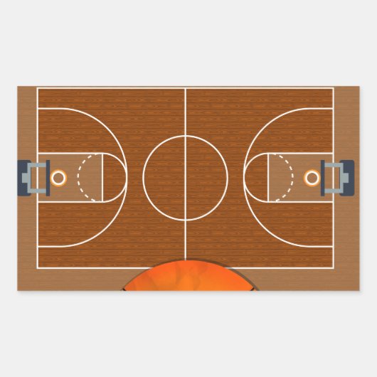 Sticker Rectangulaire terrain de basket-ball (Devant)