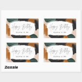 Sticker Rectangulaire Terre cuite verte abstraite aquarelle d'anniversai (Feuille)