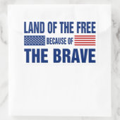 Sticker Rectangulaire Terre de la liberté à cause du courageux (Sticker) (Sac)