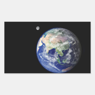Sticker Rectangulaire Terre et Lune depuis l'Espace