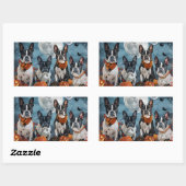 Sticker Rectangulaire terrier de Boston Halloween effrayant (Feuille)