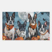 Sticker Rectangulaire terrier de Boston Halloween effrayant (Devant)