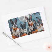 Sticker Rectangulaire terrier de Boston Halloween effrayant (Enveloppe)
