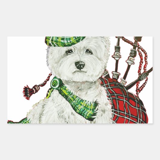 Sticker Rectangulaire Terrier de West Highland (Devant)