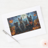 Sticker Rectangulaire Térrier Écossais Halloween Effrayant (Enveloppe)