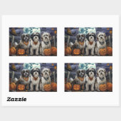 Sticker Rectangulaire Terrier Tibétain Halloween Épouvantable (Feuille)