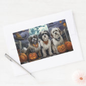 Sticker Rectangulaire Terrier Tibétain Halloween Épouvantable (Enveloppe)
