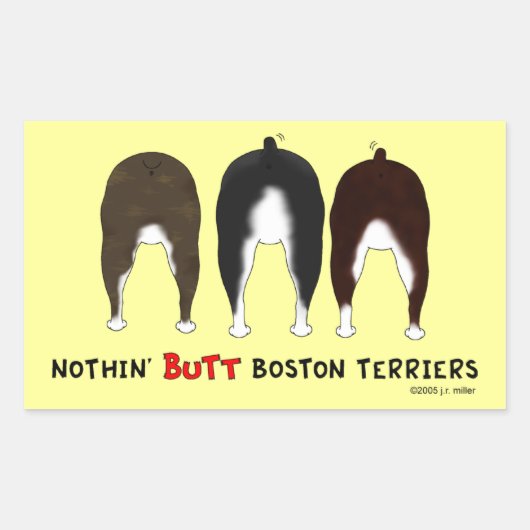 Sticker Rectangulaire Terriers de Nothin' Butt Boston (Devant)