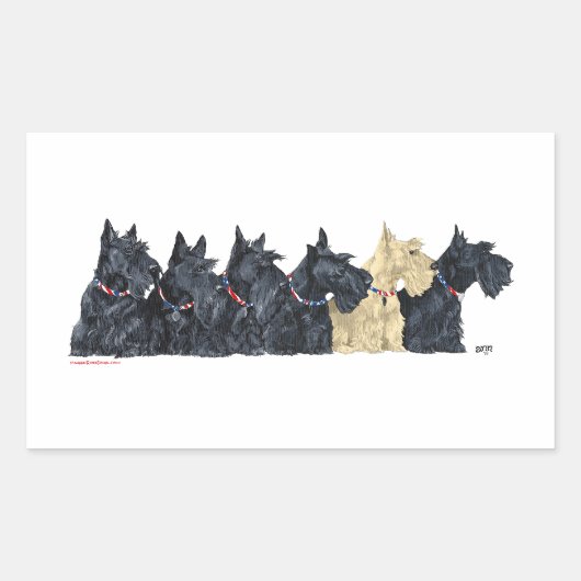 Sticker Rectangulaire Terriers écossais noirs et roux (Devant)