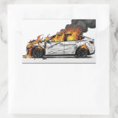 Sticker Rectangulaire Tesla en feu (Sac)