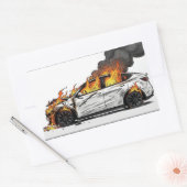 Sticker Rectangulaire Tesla en feu (Enveloppe)