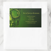 Sticker Rectangulaire Tête de crâne gothique Tatouage en métal néon vert (Sac)