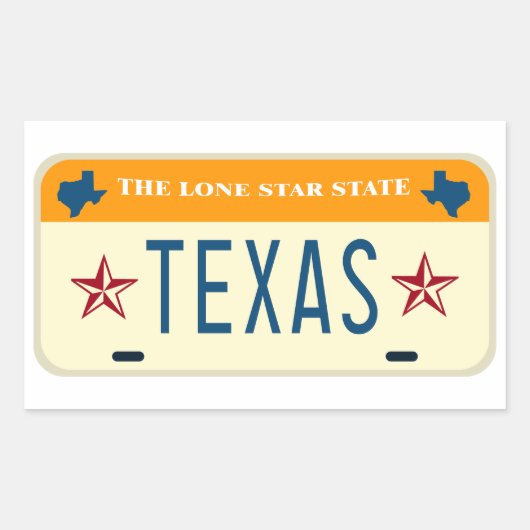 Sticker Rectangulaire Texas License Plate, L'État Lone Star (Devant)