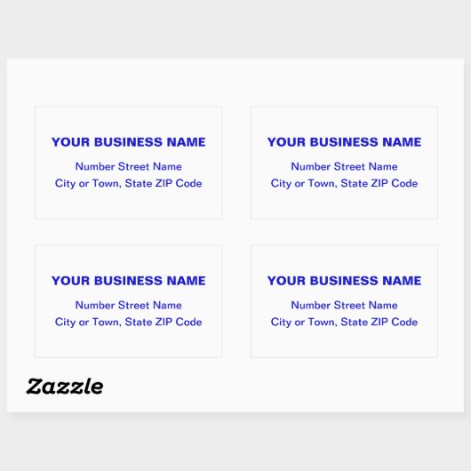 Sticker Rectangulaire Texte bleu clair Adresse professionnelle sur Blanc (Feuille)