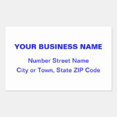 Sticker Rectangulaire Texte bleu clair Adresse professionnelle sur Blanc (Devant)