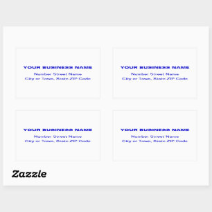 Sticker Rectangulaire Texte bleu clair Adresse professionnelle sur Blanc