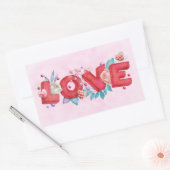 Sticker Rectangulaire Texte d'amour rouge dans l'aquarelle de police de  (Enveloppe)