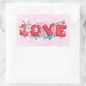 Sticker Rectangulaire Texte d'amour rouge dans l'aquarelle de police de  (Sac)