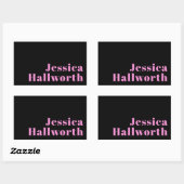 Sticker Rectangulaire Texte éditable rétro-moderne | Noir et rose (Feuille)