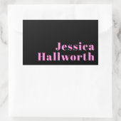 Sticker Rectangulaire Texte éditable rétro-moderne | Noir et rose (Sac)