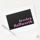 Sticker Rectangulaire Texte éditable rétro-moderne | Noir et rose (Enveloppe)