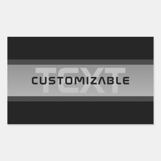 Sticker Rectangulaire Texte en calques personnalisable moderne | Noir et (Devant)